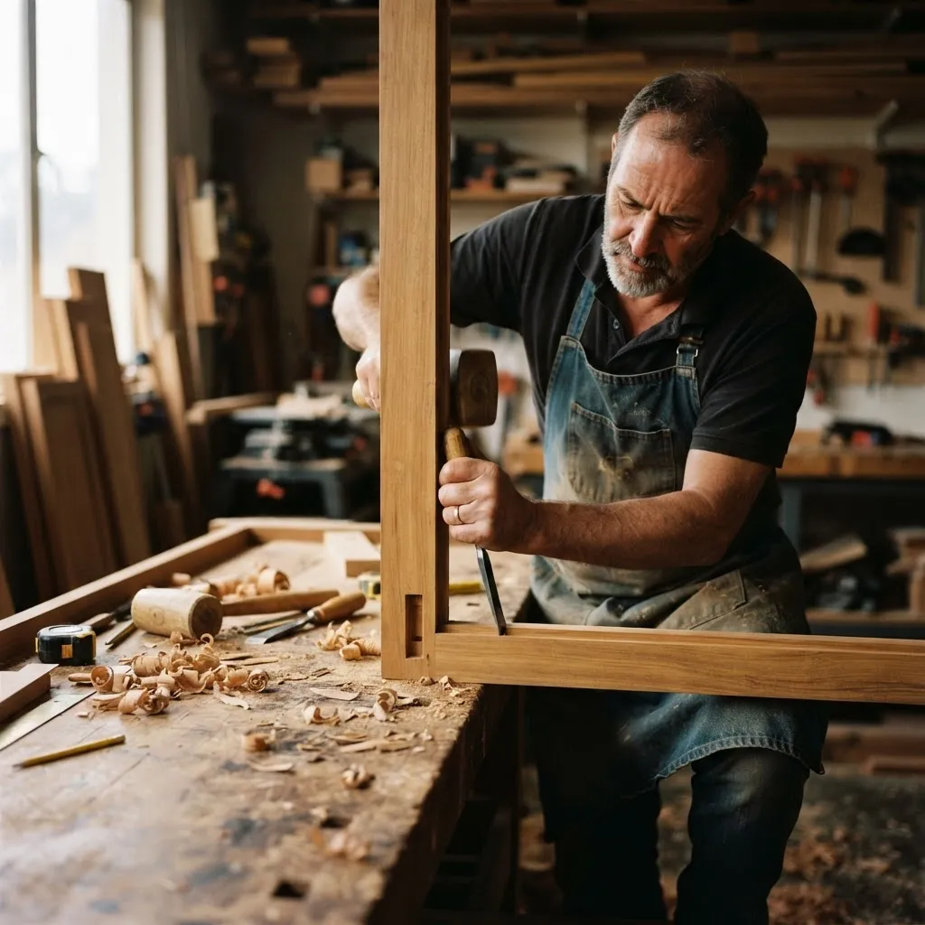 Craftsman working teak in the Ayawood workshop